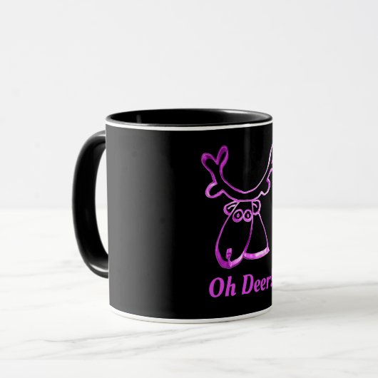 Lustige niedliche rosa Ren-oh Rotwild oder Ihr Tasse (Vorderseite Links)