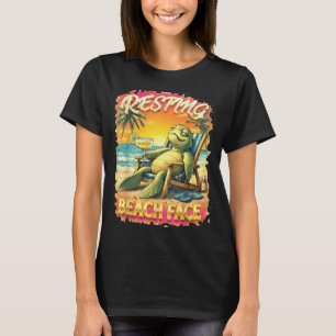 Lustige Niedliche Ruhige Strand Gesicht Meeresschi T-Shirt