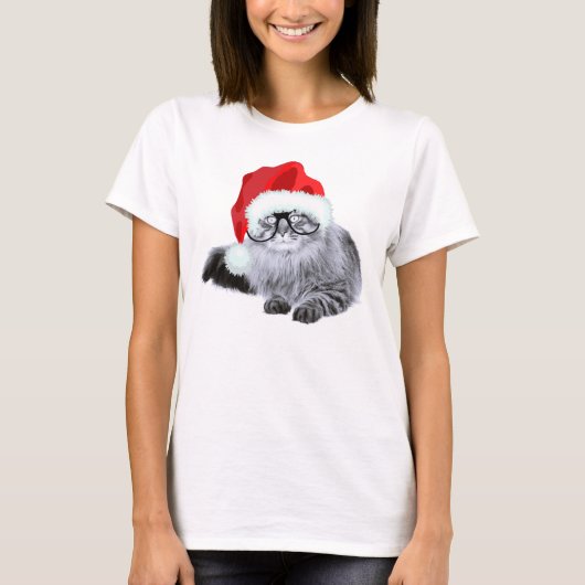 Lustige niedliche Sankt-Katze im Glas-Weihnachten T-Shirt (Vorderseite)