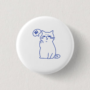 Lustige niedliche weiße Katze Doodle Charakter Button