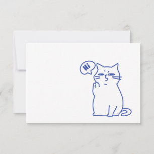 Lustige niedliche weiße Katze Doodle Charakter Dankeskarte