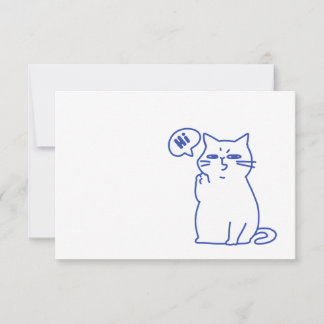 Lustige niedliche weiße Katze Doodle Charakter Dankeskarte