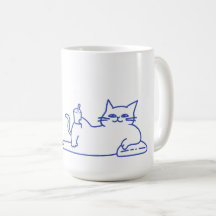 Lustige niedliche weiße Katzen-Doodle-Figur