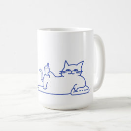 Lustige niedliche weiße Katzen-Doodle-Figur Kaffeetasse