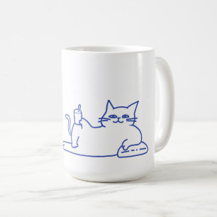 Lustige niedliche weiße Katzen-Doodle-Figur Kaffeetasse
