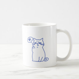 Lustige niedliche weiße Katzen-Doodle-Figur Kaffeetasse