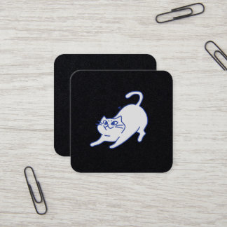 Lustige niedliche weiße Katzen-Doodle-Figur Quadratische Visitenkarte