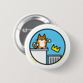 Lustige No Kings Cat Cartoon Buttons (Vorne & Hinten)