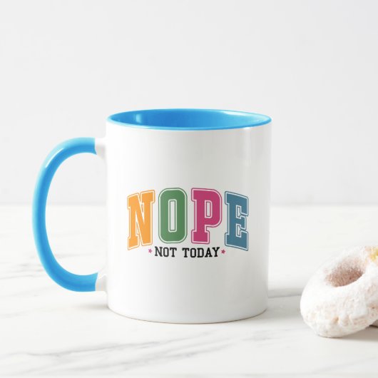 Lustige nope Wortkunst Sarkasmus Tasse (Mit Donut)