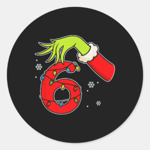 Lustige Nummer 6 Weihnachten 67 Sechs Sieben Meme  Runder Aufkleber