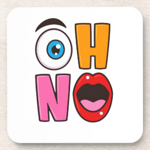 Lustige „Oh Nein“ Cartoon-Etikett für funkelnden W Getränkeuntersetzer