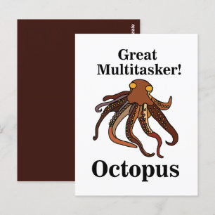 Lustige Oktopus-Tentakel-Multitasking-Figur  Postkarte