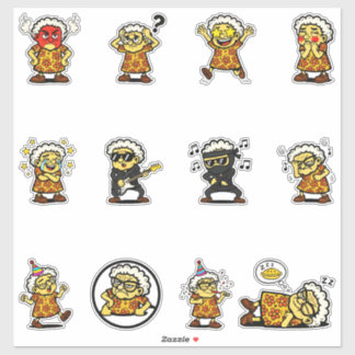Lustige Oma-Charakter-Sticker-Pack Emojis Aufkleber