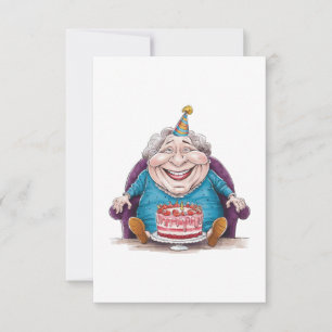 Lustige Oma Riesenkuchen & Bargeldgeschenk Dankeskarte