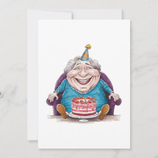 Lustige Oma Riesenkuchen & Bargeldgeschenk Einladung