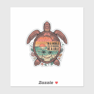 Lustige Oma Turtle Beach Vintage-Shirt Design_1 Aufkleber