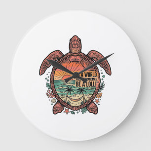 Lustige Oma Turtle Beach Vintage-Shirt-Design_1 Große Wanduhr