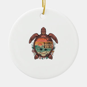 Lustige Oma Turtle Beach Vintage-Shirt Design_1 Keramik Ornament