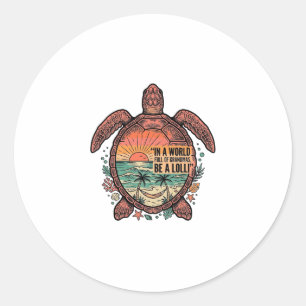 Lustige Oma Turtle Beach Vintage-Shirt Design_1 Runder Aufkleber