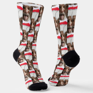 Lustige Opa-Gesicht & Santa Hut rote Weihnachts So Socken