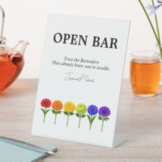 🌈 Lustige Open-Bar-Beschilderung Gemeinsam aufblü Sockelschild