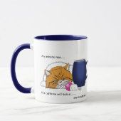 Lustige Orange Katze Blaue Kaffeetasse (Links)