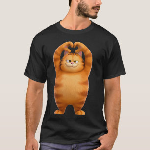 Lustige Orange Katze Herz Pfoten Hände Zeichen Val T-Shirt