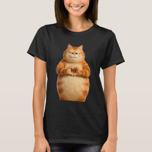 Lustige Orange Katze Herz Pfoten Hände Zeichen Val T-Shirt