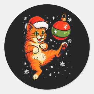 Lustige orange Katze Humor Weihnachten Ornament Fu Runder Aufkleber