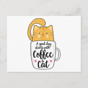 Lustige Orange Katze Kaffeetasse Katzenliebhaber Feiertagspostkarte