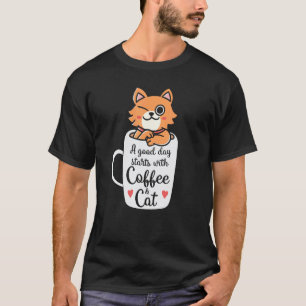 Lustige Orange Katze Kaffeetasse - Katzenliebhaber T-Shirt