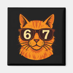 Lustige orange Katze Sungles 67 Sechs Sieben Meme Magnet