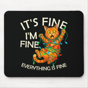 Lustige orange Katze Weihnachtslicht Es ist okay, Mousepad