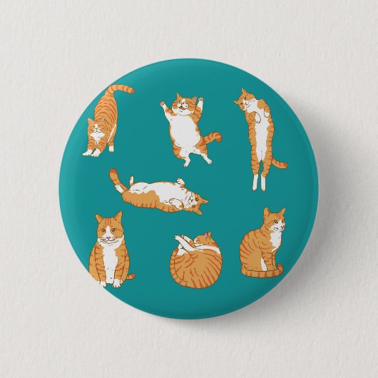 Lustige orange Katzen Button (Vorderseite)