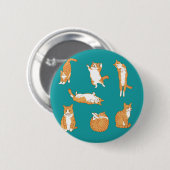 Lustige orange Katzen Button (Vorne & Hinten)