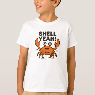 Lustige Orange-Krabbe-Grafik 'Shell Yeah' T-Shirt
