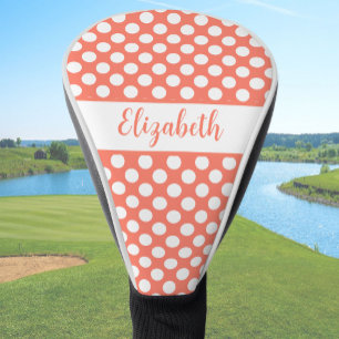 Lustige orange Punkte Damen mit individuellem Name Golf Headcover
