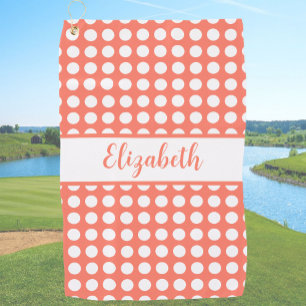 Lustige orange Punkte Damen mit individuellem Name Golfhandtuch