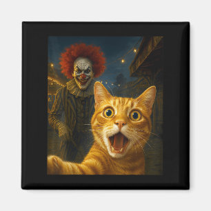 Lustige Orange Tabby-Katze Selfie Gruseliger Clown Magnet