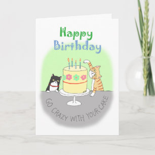 Lustige Orange Tabby und Tuxedo-Katz Geburtstag  Karte