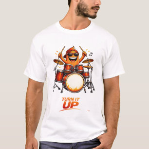 Lustige Orange-Trommler-Charakter-Musik-Illustrati T-Shirt