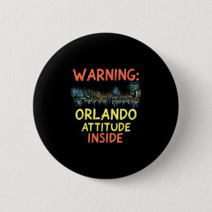 Lustige Orlando Florida Nacht Skyline Vintage  Button