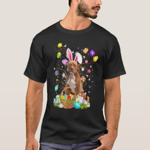 Lustige Ostereier Jagd Pitbull Hund Ostertag T-Shirt