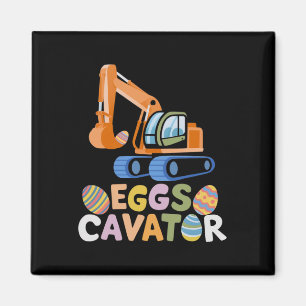 Lustige Ostereiersuche mit Lastwagen und Bauarbeit Magnet