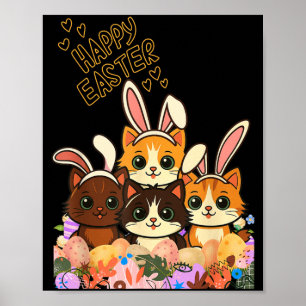 Lustige Osterkatzen Ohren Hase Eier Frühling für F Poster