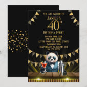 Lustige Panda 40. Geburtstagsfeier Einladung (Vorne/Hinten)