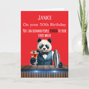 Lustige Panda 50. Geburtstagskarte Karte