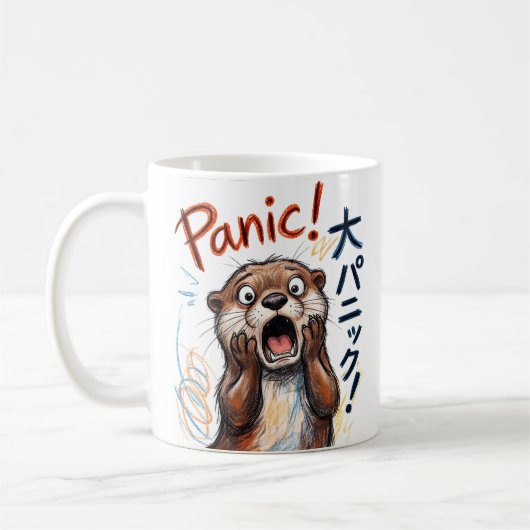 Lustige Panik-Otter-Meme Kaffeetasse (Links)