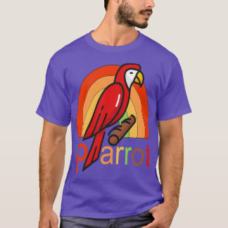 Lustige Papagei Vintage-Sonnenuntergang-Illustrati T-Shirt