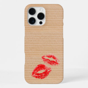 Lustige Pappkarton Textur roter Lippenstift Kuss D iPhone 16 Pro Max Hülle